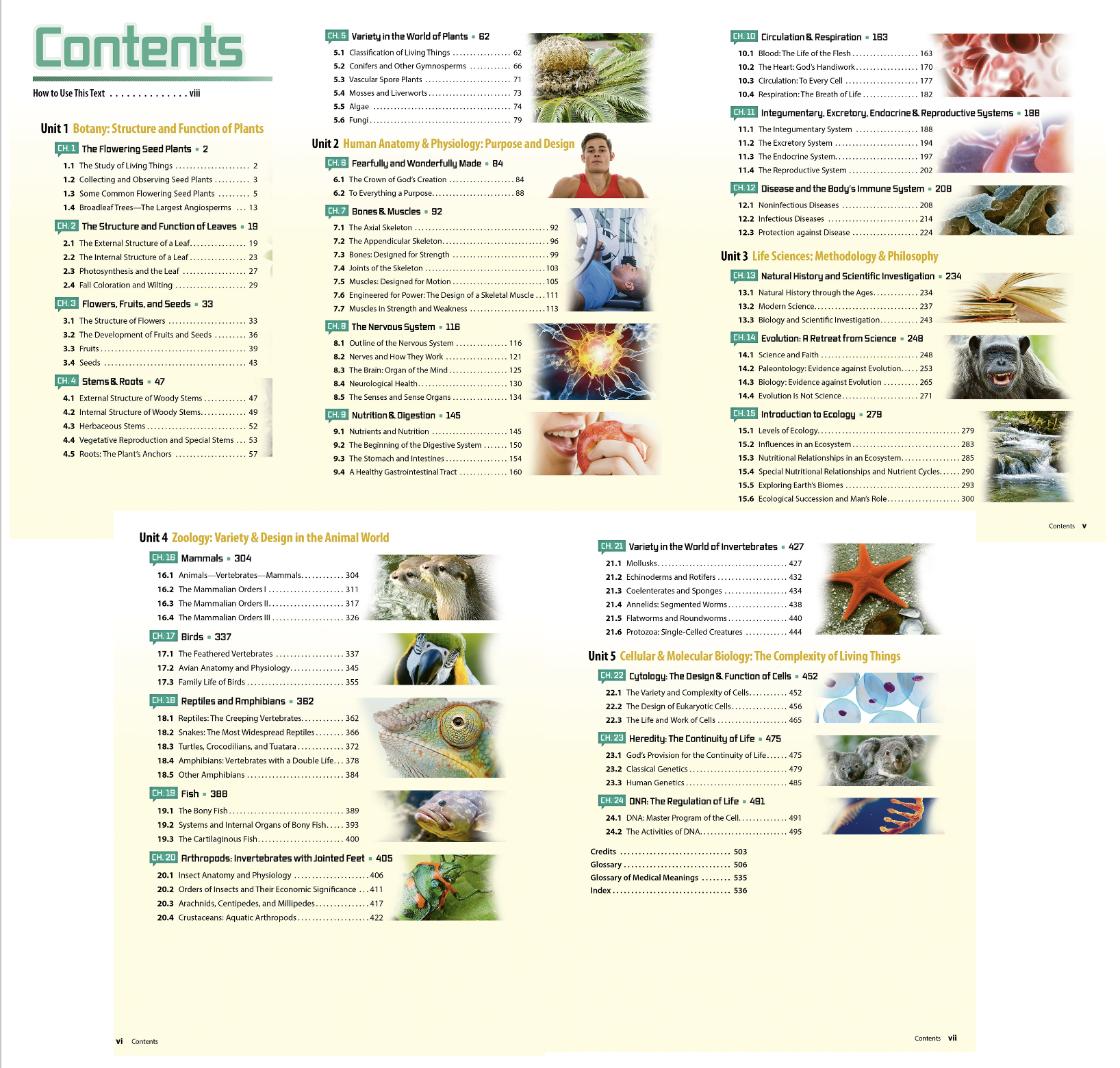 Abeka biology table of contents